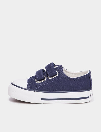 Tennis &agrave; scratchs en toile bout renforc&eacute; bleu marine b&eacute;b&eacute; gar&ccedil;on