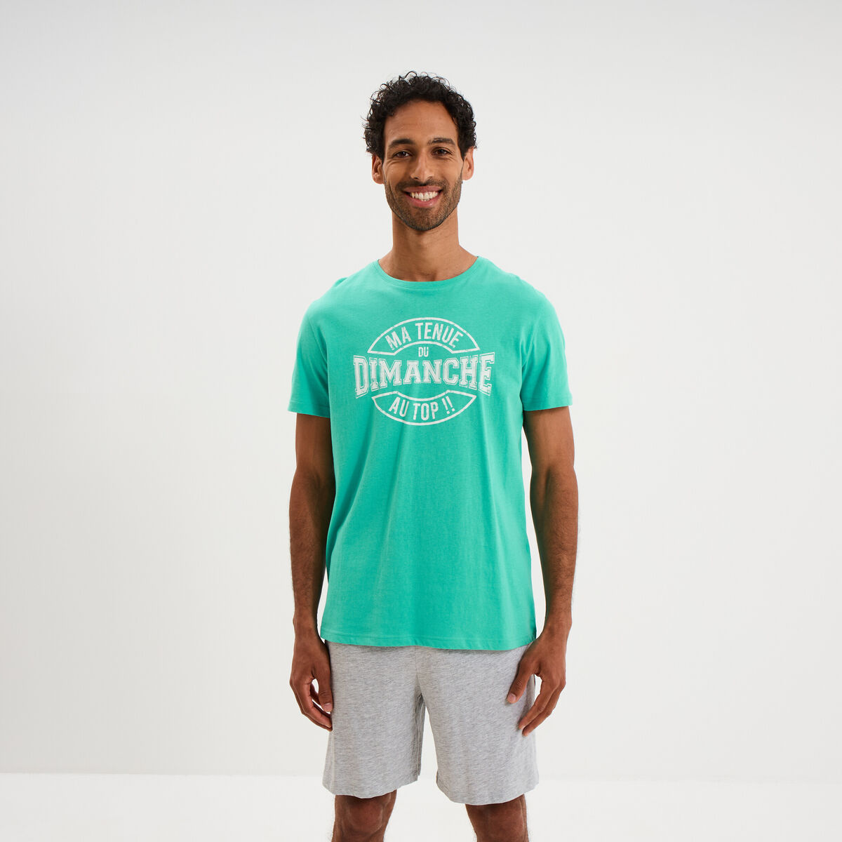 Ensemble pyjama avec short et t-shirt vert menthe homme