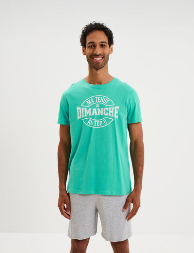 Ensemble pyjama avec short et t-shirt vert menthe homme
