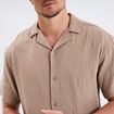 Chemise gaze de coton manches courtes taupe homme
