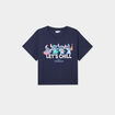 T-shirt manches courtes coton Stitch bleu marine femme