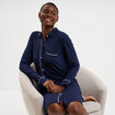 Chemise de nuit liquette boutonn&eacute;e bleu marine femme