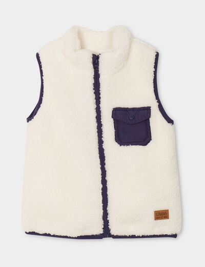Gilet sans manches effet sherpa blanc bébé garçon