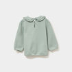 Sweat col claudine à volants vert pastel bébé fille