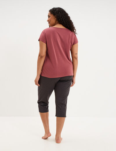 Ensemble pyjama corsaire et t-shirt rose framboise femme grande taille