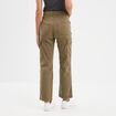 Pantalon cargo droit vert kaki femme