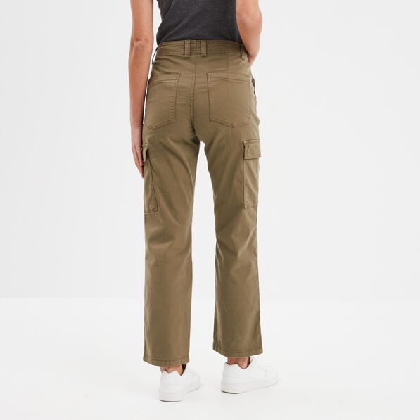 Pantalon cargo droit vert kaki femme