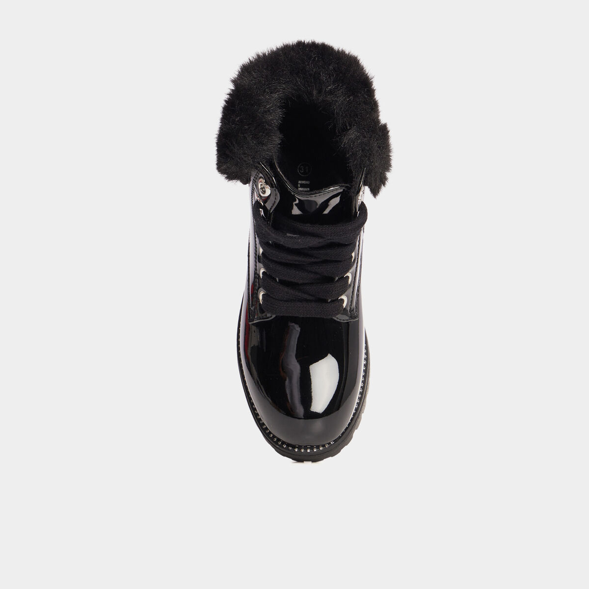 Bottines vernies bords fausse fourrure noir fille