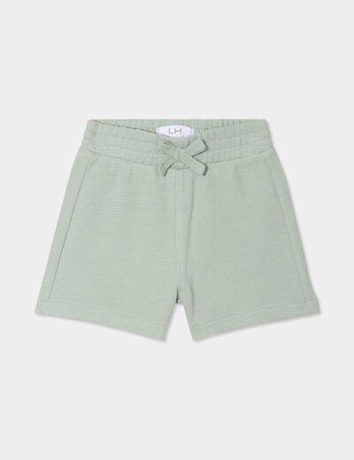 Short avec noeud taille élastiquée coton vert pastel bébé garçon