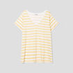T-shirt col en V manches courtes jaune clair femme grande taille