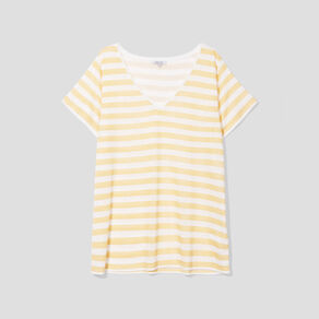 t shirt col en v manches courtes jaune clair femmegt T-shirt col en V manches courtes jaune clair femme grande taille