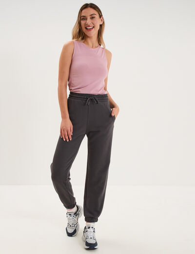 Pantalon de jogging molletonn&eacute; gris fonc&eacute; femme