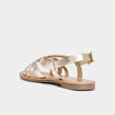 Sandales plates brides croisées jaune or femme