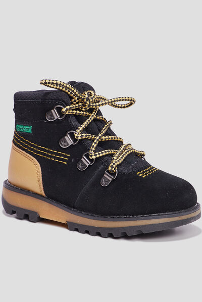 Bottines en cuir Kickers Kicknature noir garçon