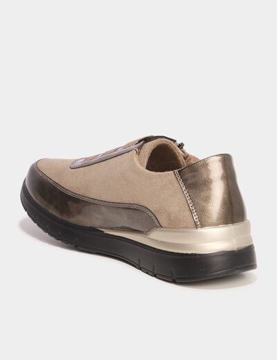 Baskets zipp&eacute;es confort marron fonc&eacute; femme