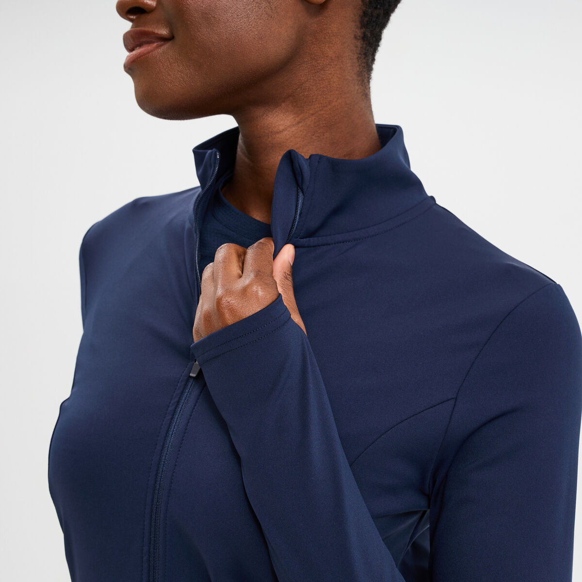 Veste de sport ajust&eacute;e avec fermeture bleu marine femme