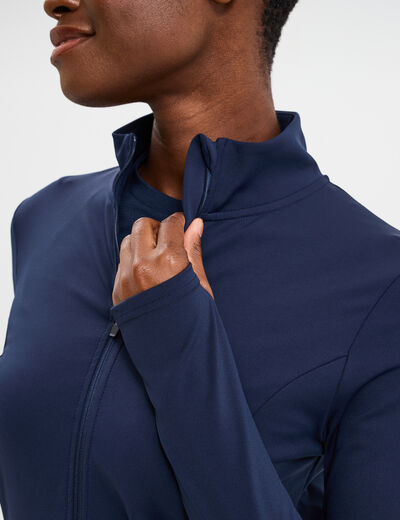 Veste de sport ajust&eacute;e avec fermeture bleu marine femme