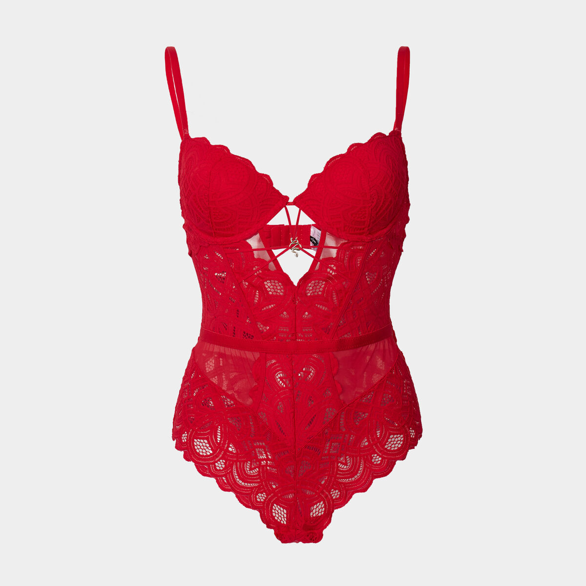 Body corbeille padded en dentelle rose framboise femme