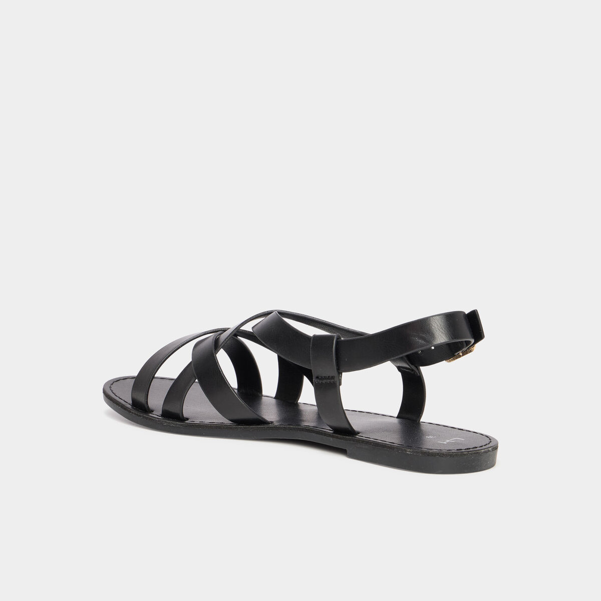 Sandales plates multibrides noir femme
