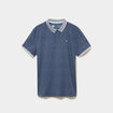 Polo slim manches courtes stretch bleu gris homme