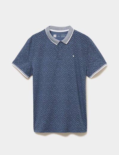 Polo slim manches courtes stretch bleu gris homme