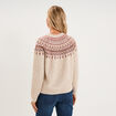 Pull jacquard col rond manches longues ecru femme