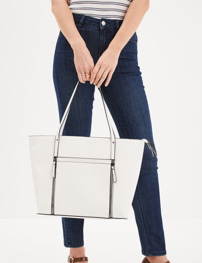 Sac cabas trapèze ivoire femme