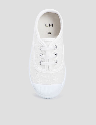 Tennis en toile avec bout renforc&eacute; blanc fille