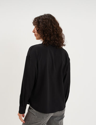 Chemise fluide manches longues noir femme