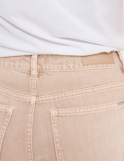 Jeans large taille haute coton sable femme