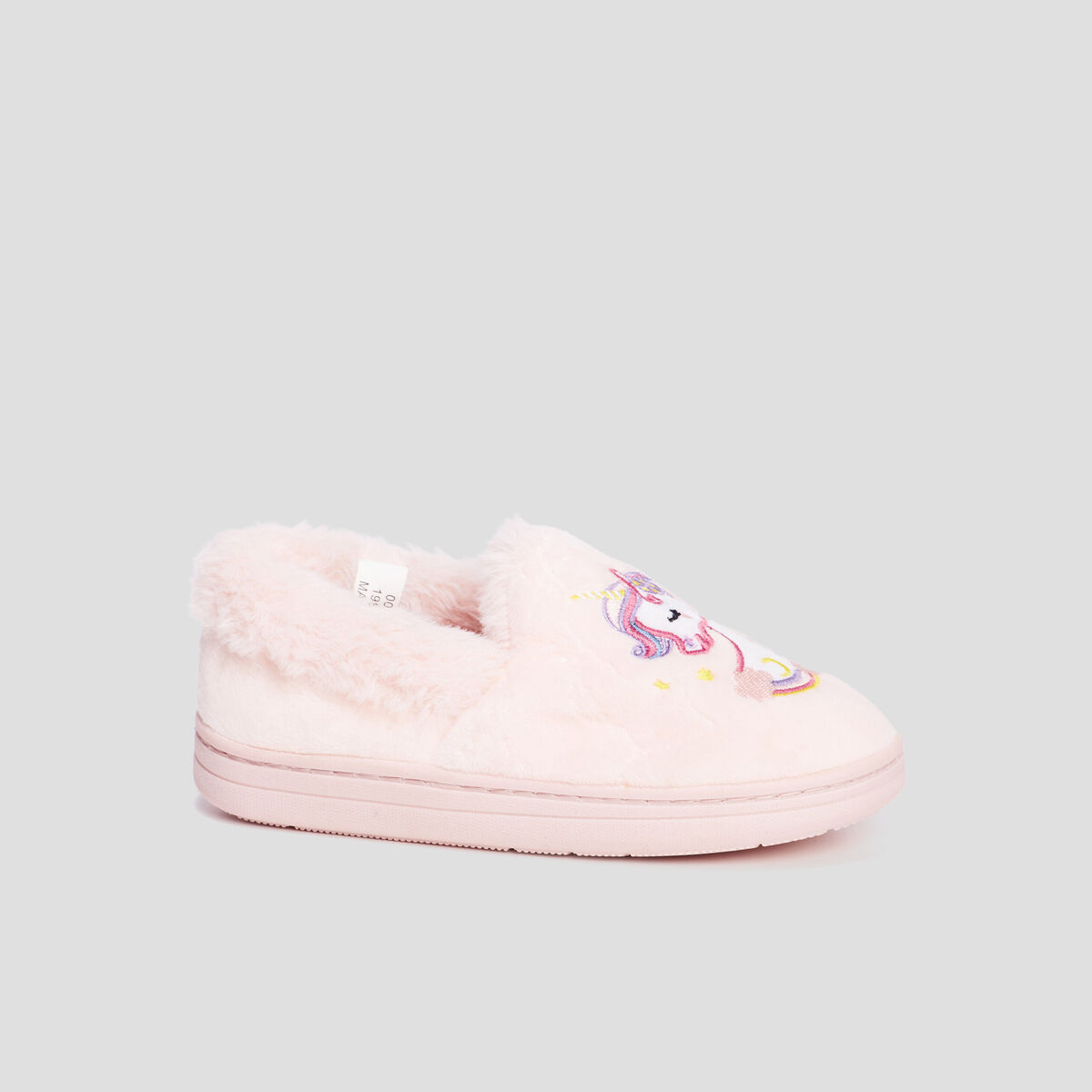 Chaussons brodés fourrés rose fille