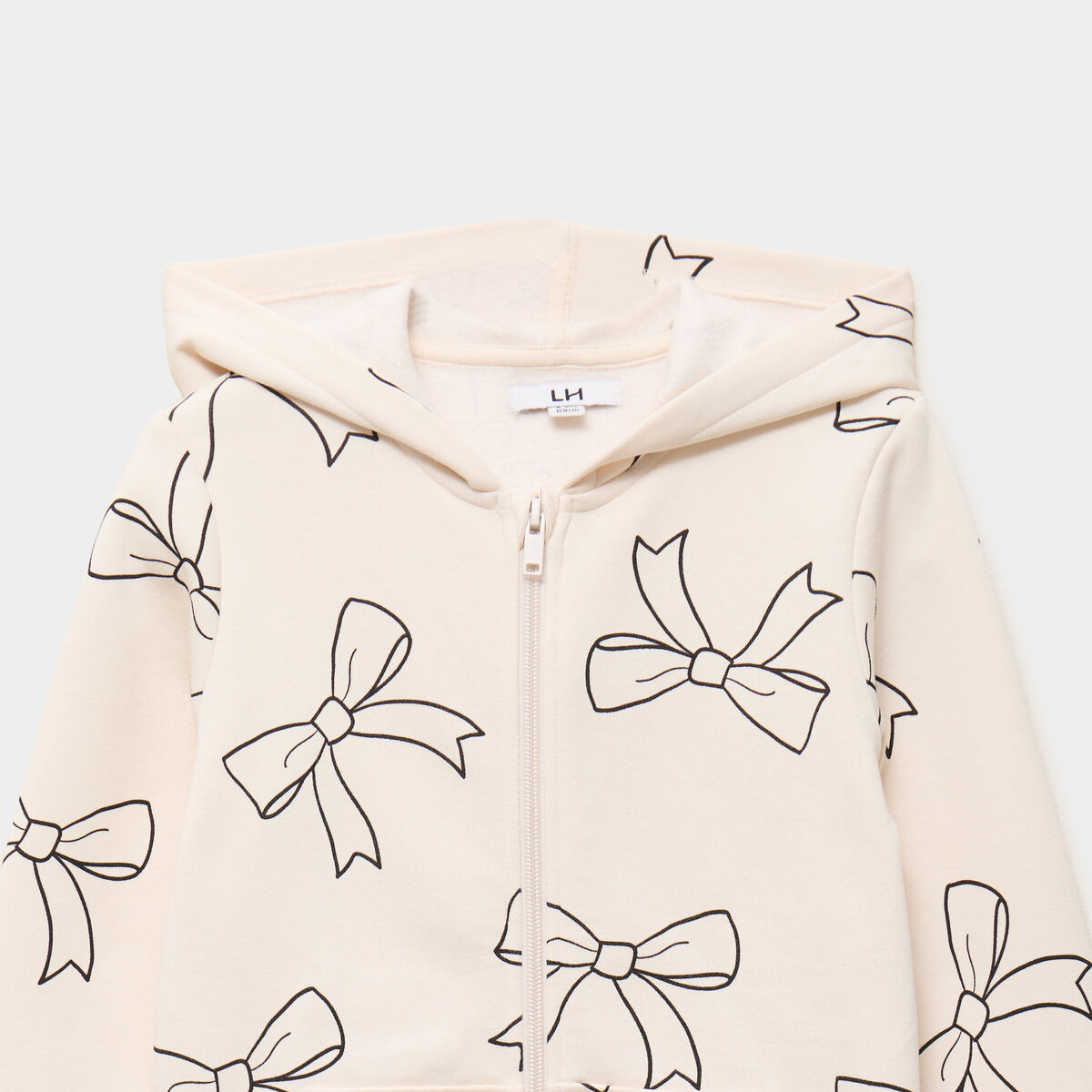 Sweat zipp&eacute; &agrave; capuche beige fille