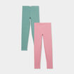Lot 2 leggings coton vert kaki fille