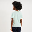 T-shirt col rond manches courtes coton vert clair femme