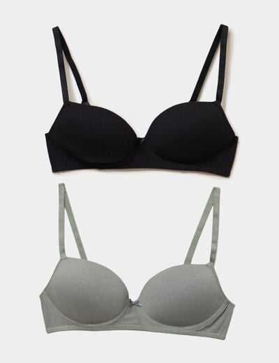 Lot 2 soutiens-gorge triangles padd&eacute;s vert clair femme
