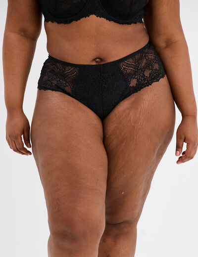 Shorty en dentelle noir femme grande taille
