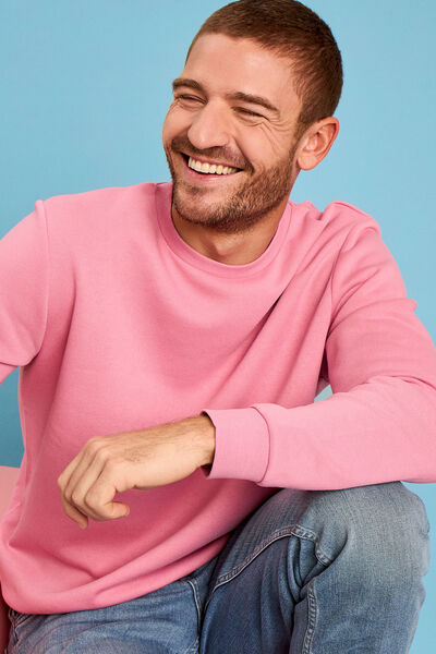 Sweat molleton col rond rose homme