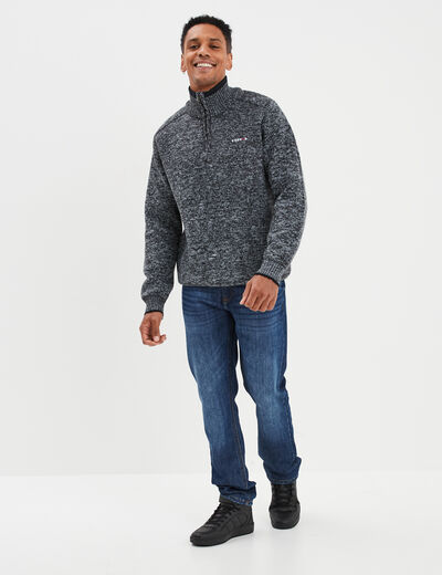 Pull camionneur zippé droit Creeks gris foncé homme