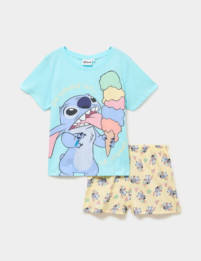 Ensemble pyjama short coton Stitch bleu turquoise femme