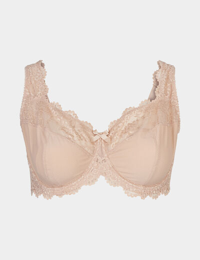 Soutien-gorge corbeille dentelle sable femme grande taille