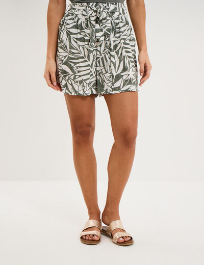 Short ample fluide vert kaki femme
