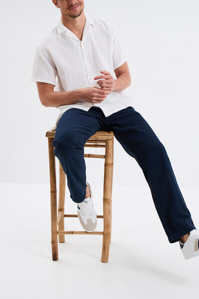 Chemise gaze de coton manches courtes blanc homme