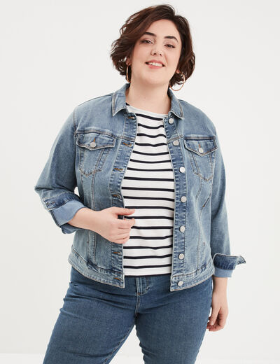 Veste en jean boutonnée Creeks denim stone femme grande taille