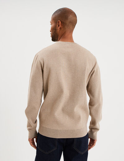 Pull col rond manches longues sable homme