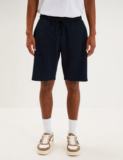Short jogging molleton droit bleu marine homme