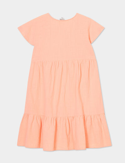 Robe manches courtes coton Creeks rose saumon fille
