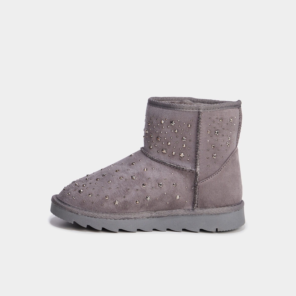 Boots fourr&eacute;es &agrave; clous gris fille