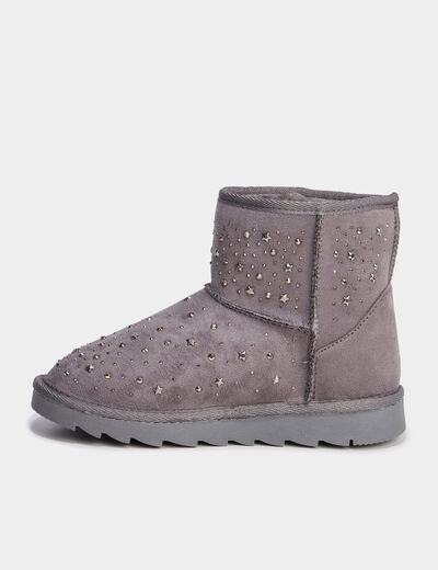 Boots fourr&eacute;es &agrave; clous gris fille