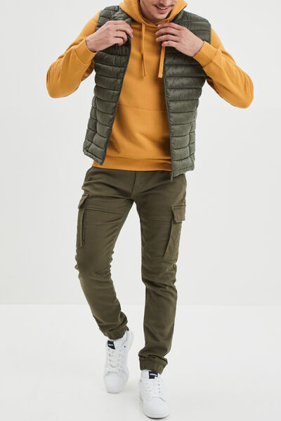 Pantalon cargo à coulisse vert kaki homme