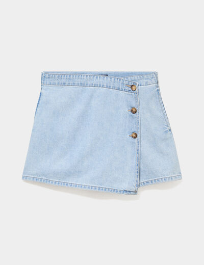 Jupe-short en jean courte coton denim triple stone femme